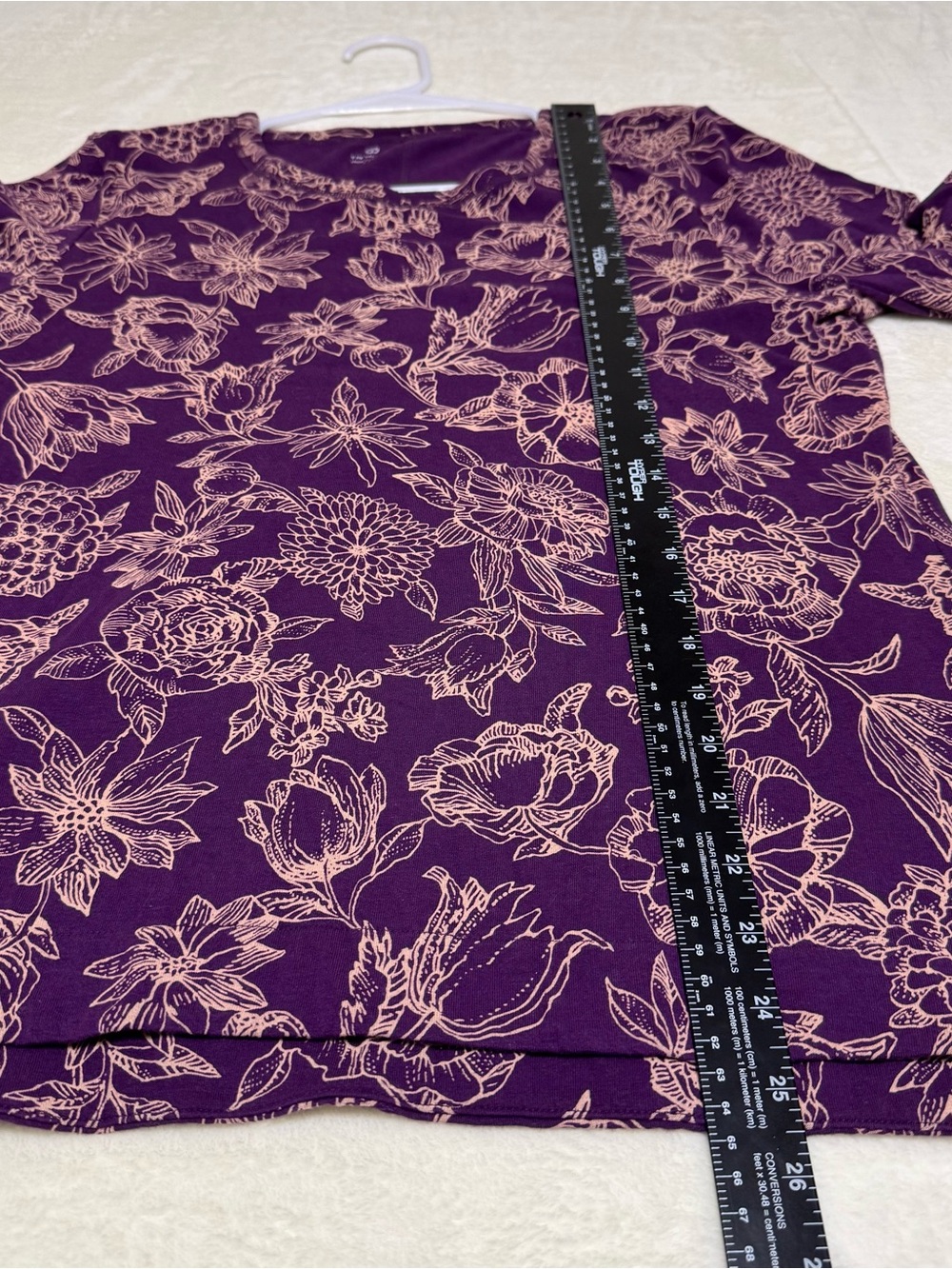 T By Talbots Long Sleeve T-Shirt Top Purple Floral Multi Color Stretch Size Lp - Picture 5 of 8